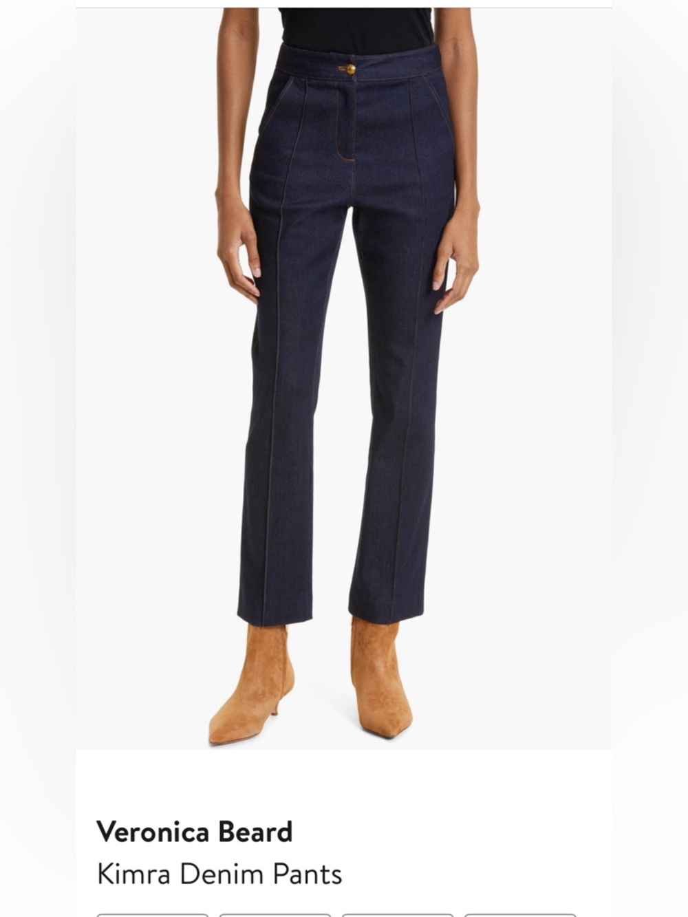 Veronica Beard kimra dark indigo denim with contrast stitch